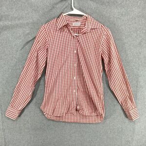 Bruno Piattelli Button Down Shirt Mens Sz 40 Red White Gigham Print Long Sleeve